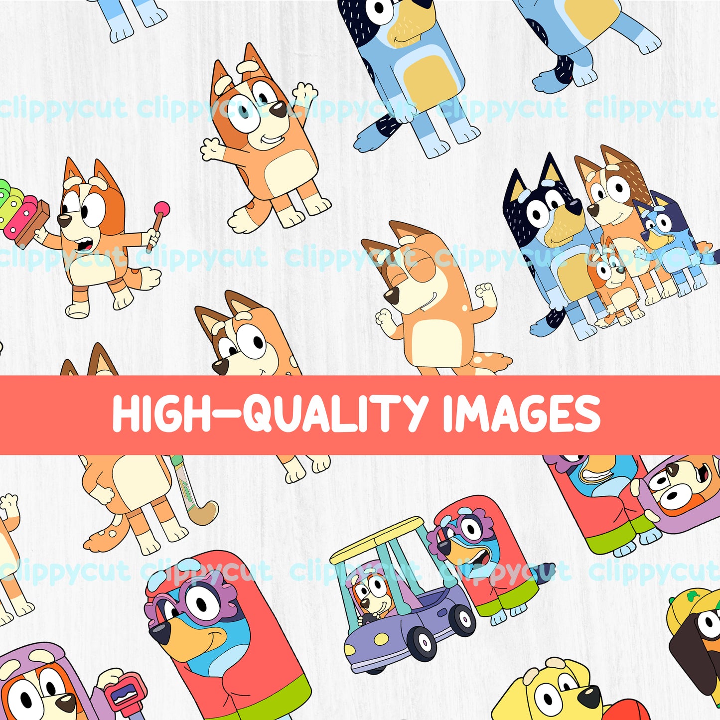 Bluey Clipart Bundle - High Resolution PNG for Sublimation - Bluey, Bingo & Friends Clipart - Cute Bluey Characters - Transfers Iron On