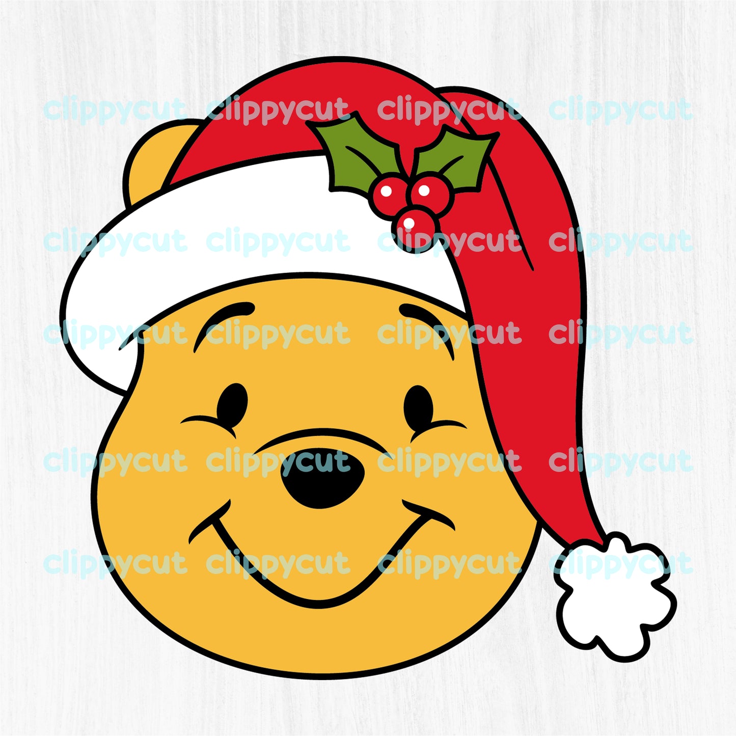Christmas Winnie the Pooh - Santa hat - lights - gift - SVG PNG DXF formats
