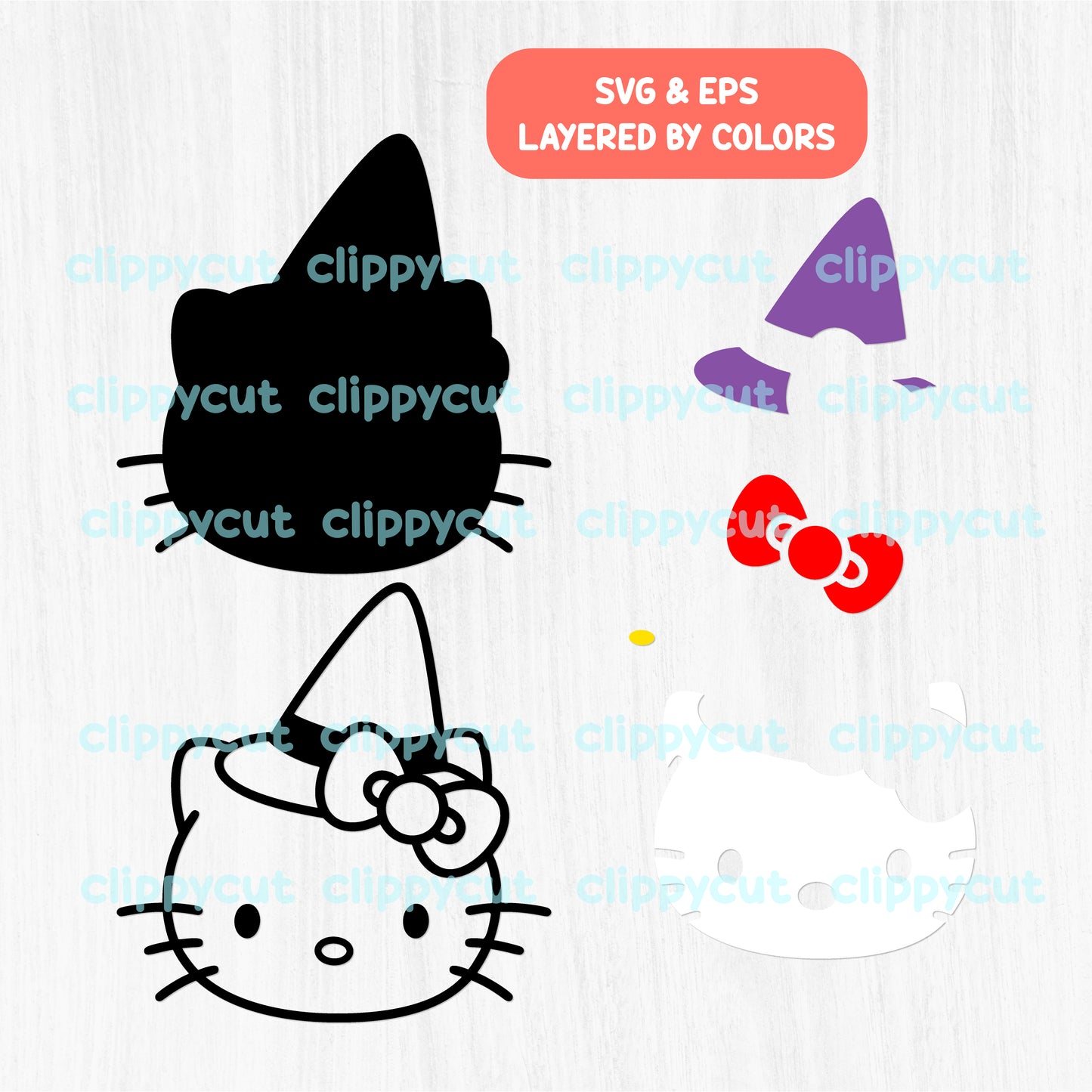 Halloween Kitty Bundle - Kitty Clipart - Layered SVG Pack - Sublimation Shirt -Cute Cat - Kawaii Characters - Cut Files - Cricut & Silhouette - Skeleton - Mummy - Pumpkin - Witch - Boo