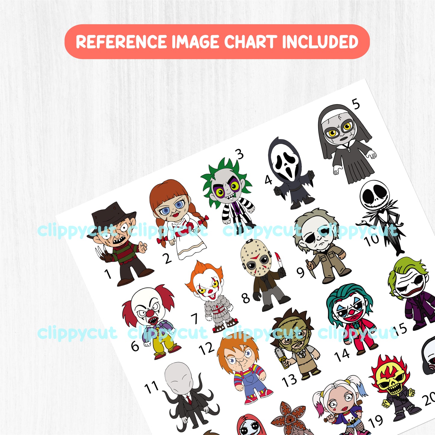 Horror Movie Characters Bundle - Chibi Characters - Sublimation PNG Shirt - Cricut SVG Cut Files - Halloween Clipart - Scary and Creepy Characters