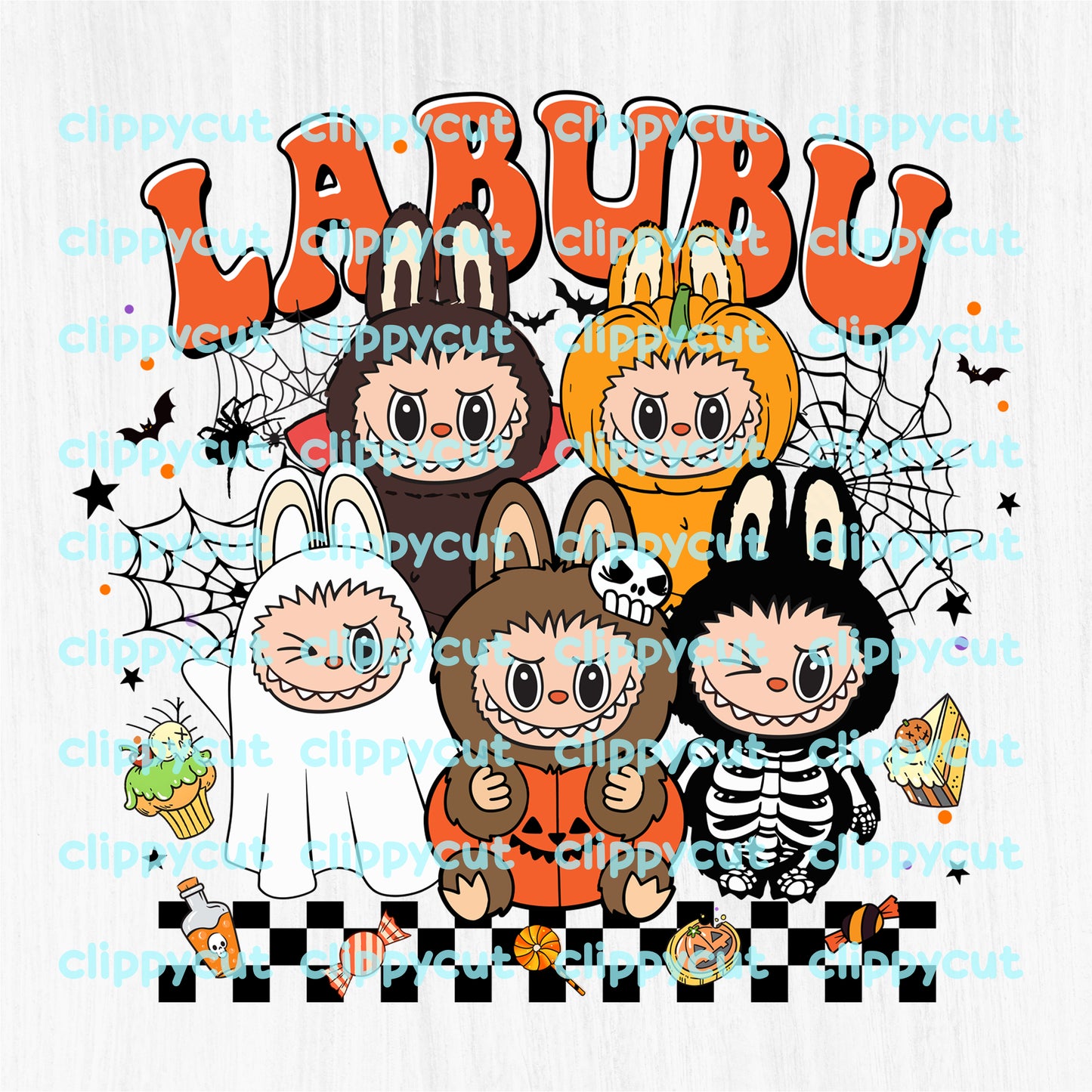 Labubu Halloween PNG Clipart Bundle - Spooky Kawaii Digital Download - Labubu Halloween Characters PNG, Halloween PNG, Sublimation PNG