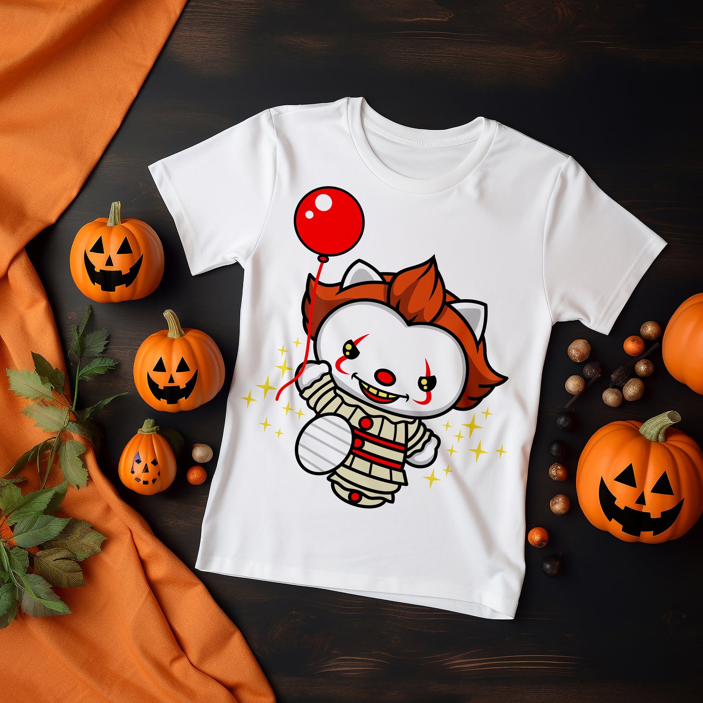 Pennywise Hello Kitty Svg - Kawaii Kitty PNG Clipart - Cute Horror Clown Clipart - Halloween Sublimation Shirt - Horror Movie Friends Svg - Cricut, Silhouette Vector Cut File