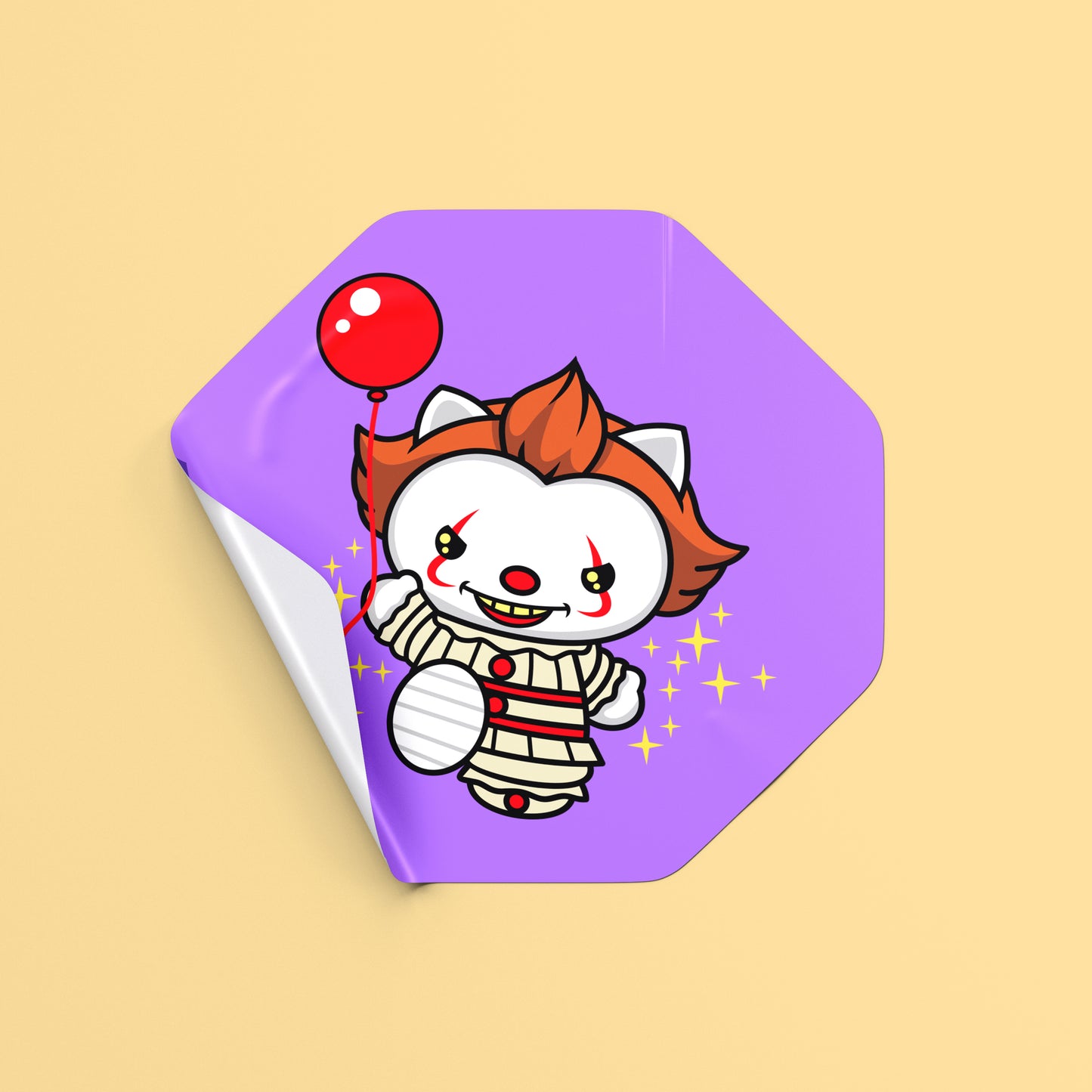 Pennywise Hello Kitty Svg - Kawaii Kitty PNG Clipart - Cute Horror Clown Clipart - Halloween Sublimation Shirt - Horror Movie Friends Svg - Cricut, Silhouette Vector Cut File