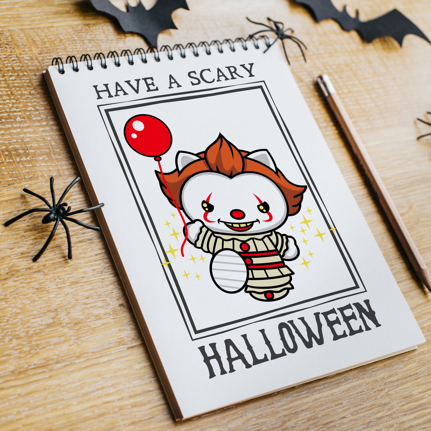 Pennywise Hello Kitty Svg - Kawaii Kitty PNG Clipart - Cute Horror Clown Clipart - Halloween Sublimation Shirt - Horror Movie Friends Svg - Cricut, Silhouette Vector Cut File