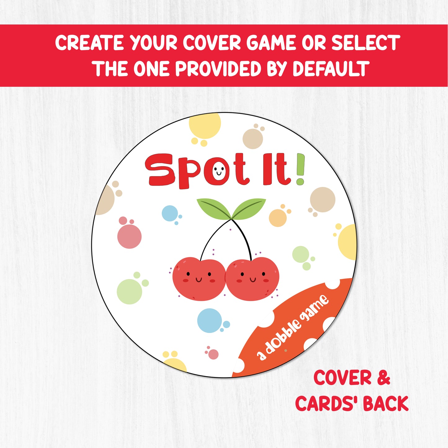 Personalized Spot It game! Dobble Game! Customize with photos or illustrations. Perfect for family fun, parties, or classrooms.