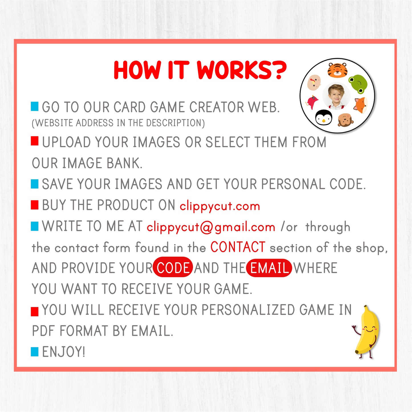 Personalized Spot It game! Dobble Game! Customize with photos or illustrations. Perfect for family fun, parties, or classrooms.