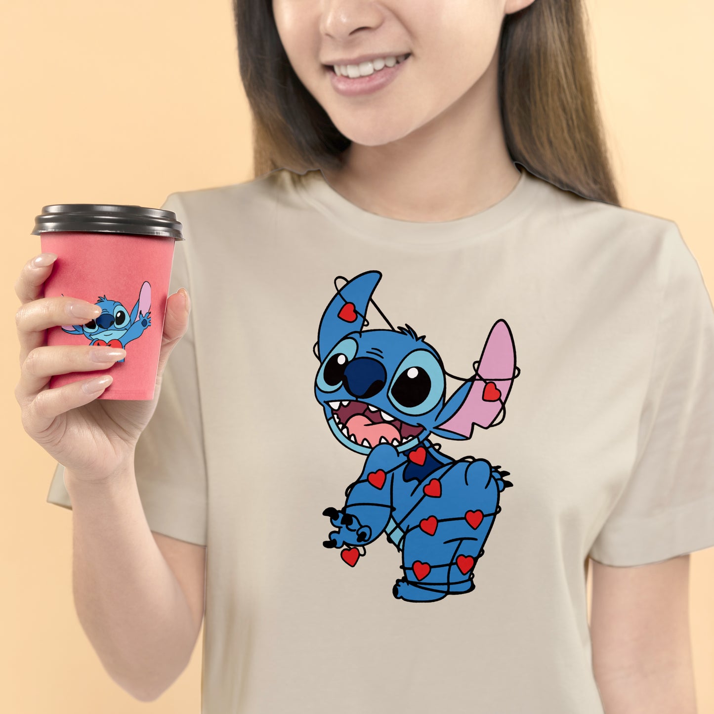 A collection of 14 Valentine's Day Stitch designs featuring cute poses and hearts, ideal for crafting projects and gifts.