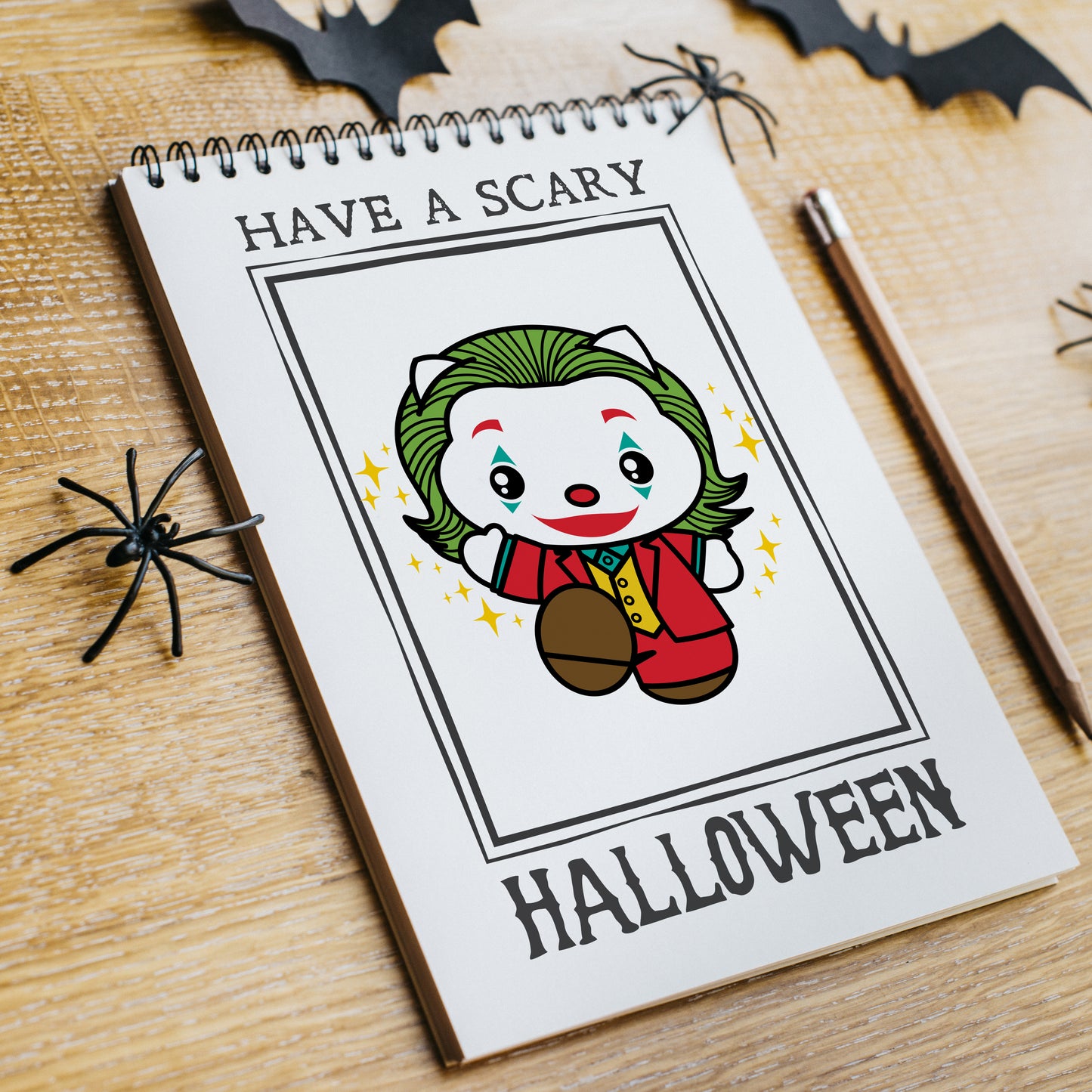 Joker Hello Kitty Svg - Cute Villain Clown PNG Clipart - Halloween Sublimation Shirt - Horror Movie Chraracter Svg - Cricut, Silhouette Vector Cut File