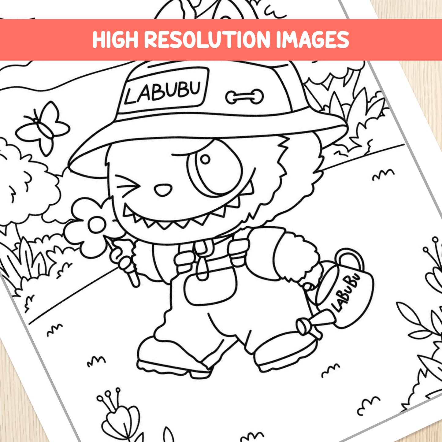 Labubu Coloring Pages for Kids - 28 Printable Labubu Sheets - Fun Activity Book PDF - Kawaii Labubu Coloring