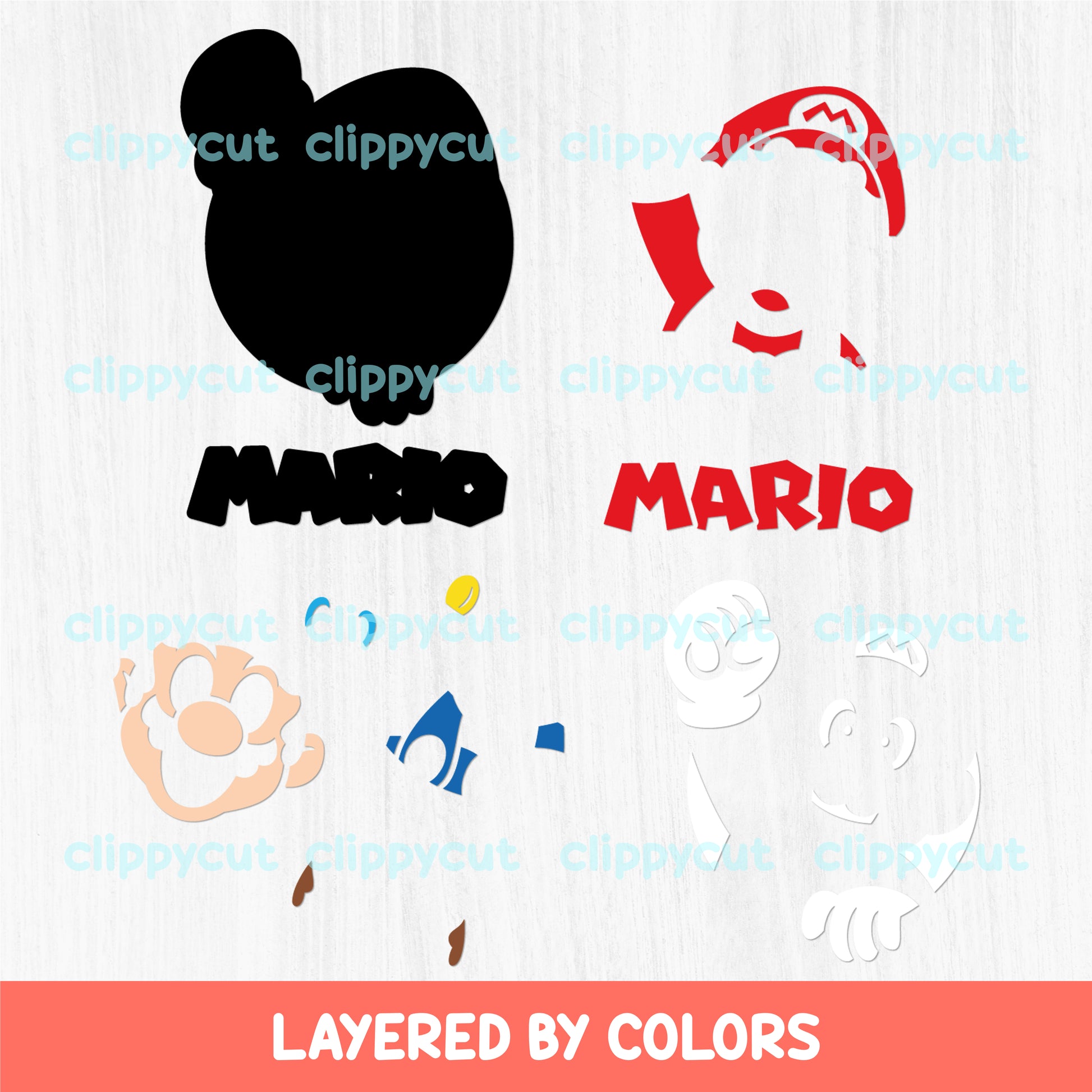 High-resolution Mario and Luigi digital designs in SVG, PNG, EPS, and DXF formats, perfect for crafts, custom shirts, mugs, and stickers.