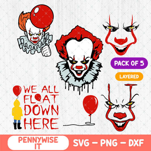 Pennywise IT Svg Bundle - Halloween Clipart - Dancing Clown Svg - Cricut & Silhouette Vector Cut Files - Pennywise Sublimation Shirt