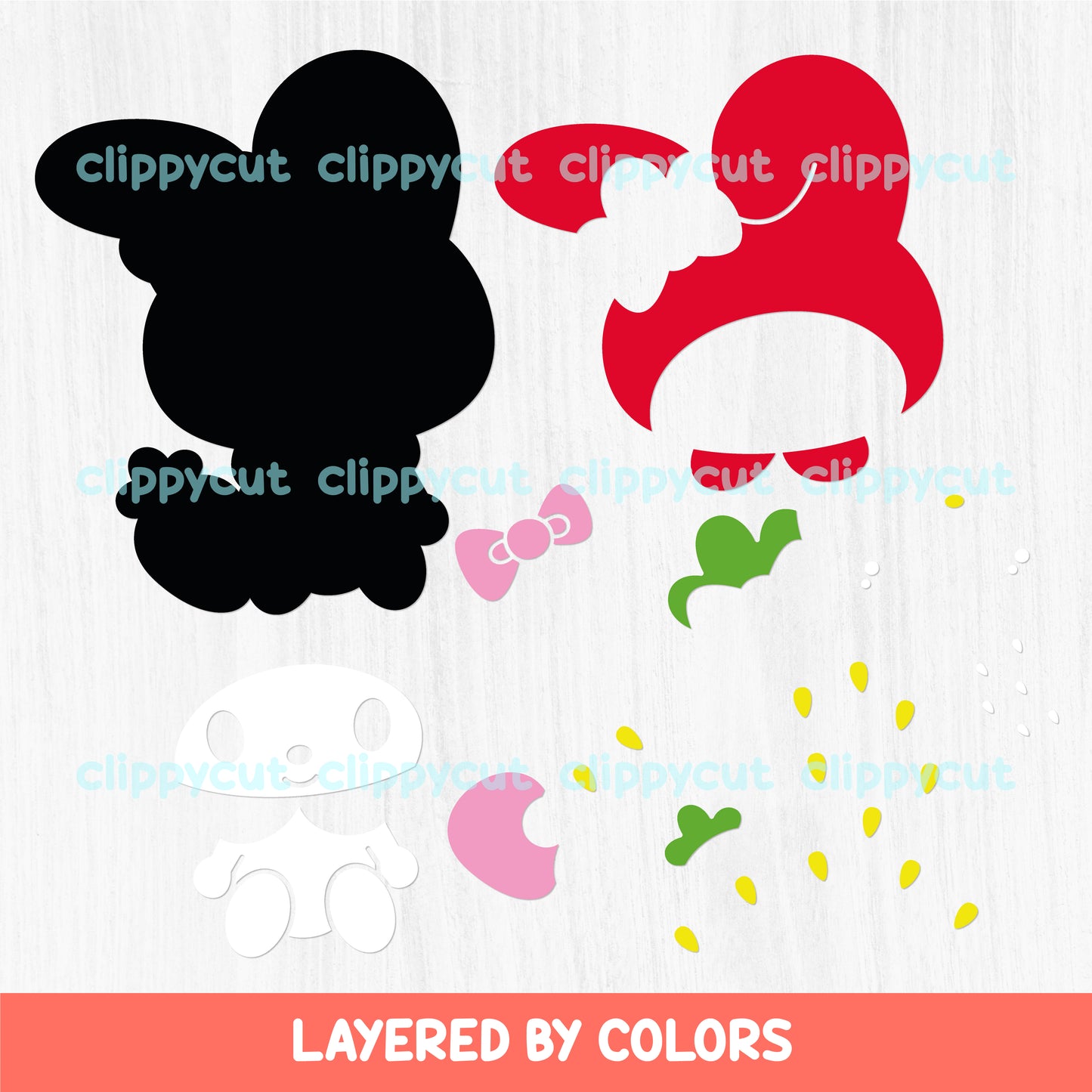 Strawberry Kuromi & My Melody Svg - Sanrio Characters Clipart - Kuromi Svg - My Melody Svg - Kawaii and Cute Designs PNG - Cricut and Silhouette - Vector Cut Files