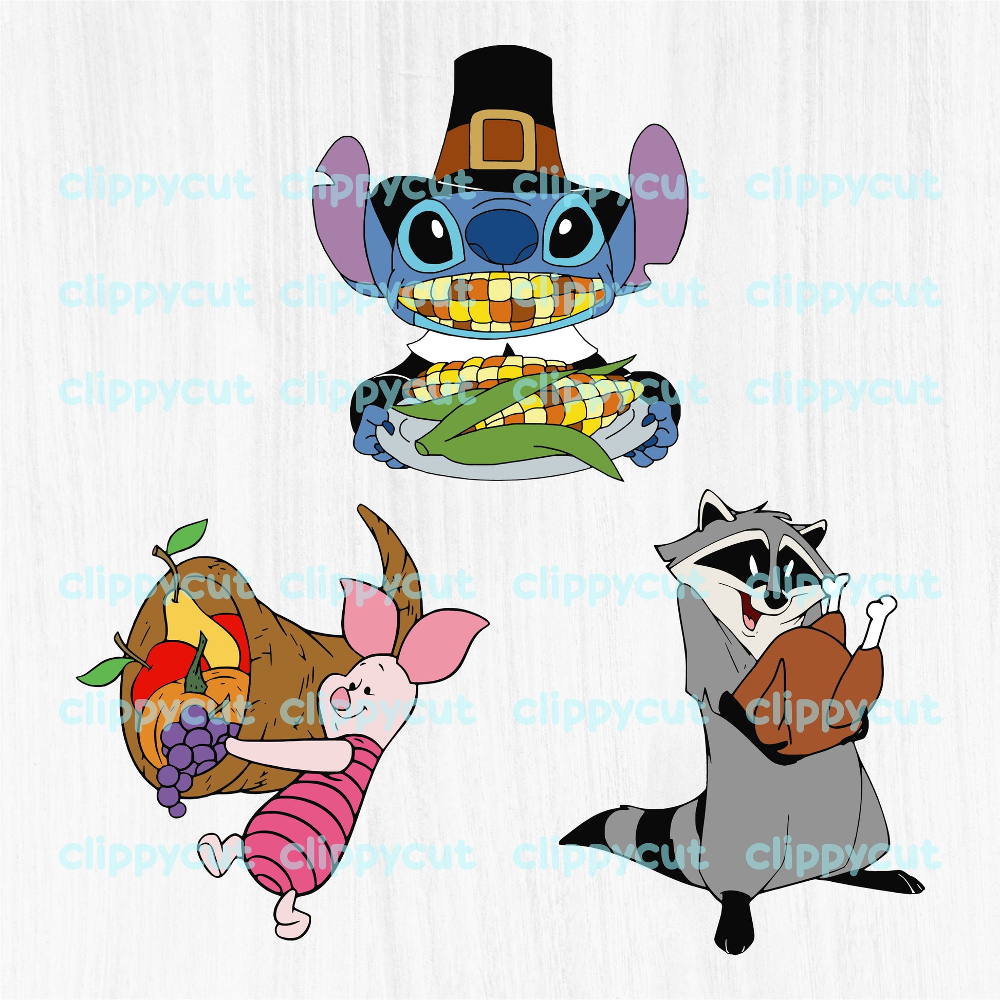 Disney Thanksgiving Clipart featuring Mickey, Minnie, and friends in festive attire. Perfect for print and cut projects, compatible with Cricut and Silhouette.